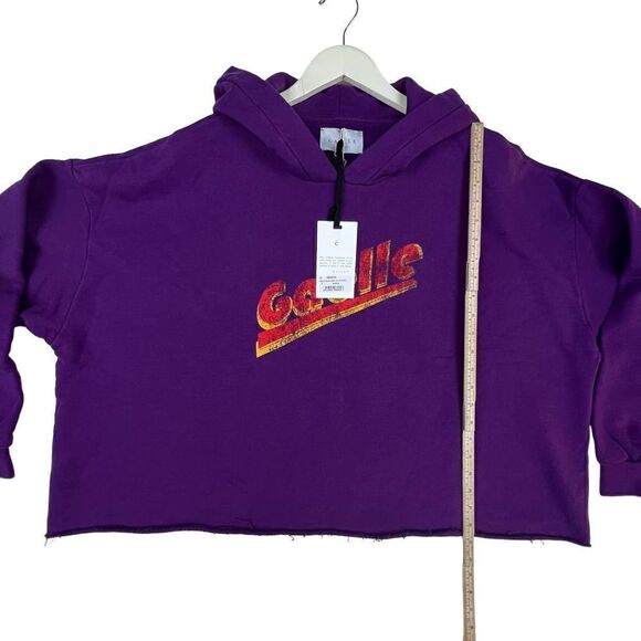 Gaelle Paris Women Purple Oversized Relaxed Hoody Cotton Sweatshirt Size IT 2 - Picture 6 of 12